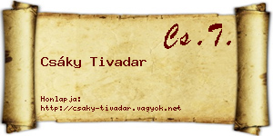 Csáky Tivadar névjegykártya